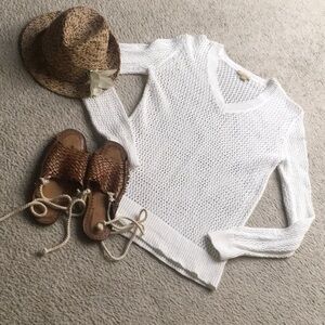 MICHAEL KORS/WHITE-CROCHET V- NECK SWEATER OR BEACH COVER-UP /NEW